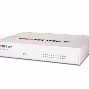 De FortiGate 71F-netwerkbeveiligingsapparaat van Fortinet, voorzien van diverse poortinterfaces voor aansluitingen.