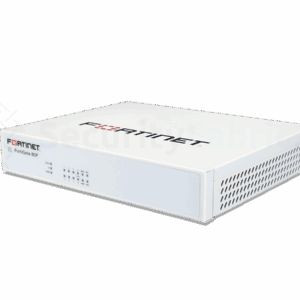 De FortiGate 80F-netwerkbeveiligingsapparaat van Fortinet, voorzien van diverse poortinterfaces voor aansluitingen.