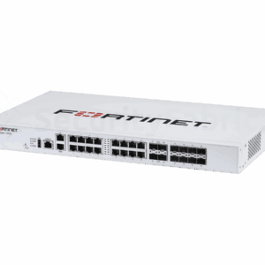 Een Fortinet FortiGate 120G netwerkbeveiligingsapparaat met meerdere Ethernet-poorten en USB-aansluitingen.