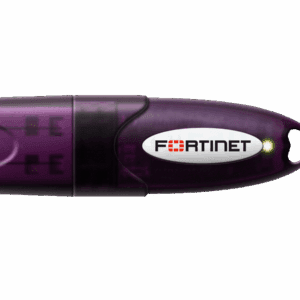 Een paars USB-apparaat met het Fortinet-logo en een klein indicatielampje, met artikelnummer FortiToken 310