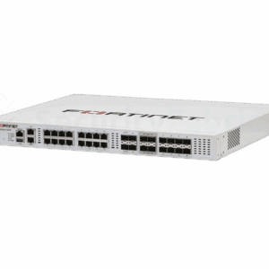 Een Fortinet FortiGate 400F netwerkbeveiligingsapparaat met meerdere Ethernet-poorten en USB-aansluitingen.