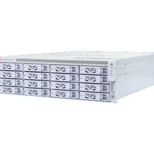 een witte FortiManager 3100G met een aantal ethernet aansluitingen en meerdere opslagschijven