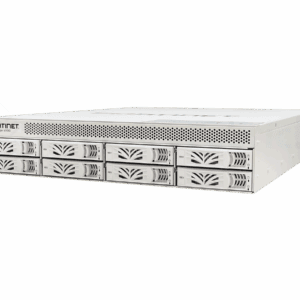 een witte FortiManager 410G met een aantal ethernet aansluitingen en meerdere opslagschijven