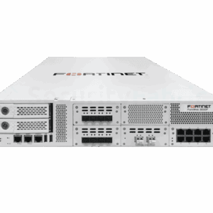 een witte FortiWeb 3000F appliance met ethernet en glasvezel poorten