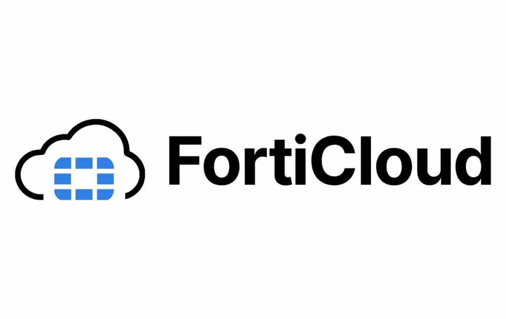 FortiCloud logo in het zwart met een wolkje links en de tekst in zwart