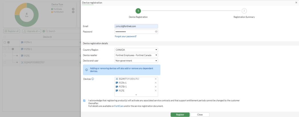 Fortinet licentie registreren via FortiGate Firmware & Registration